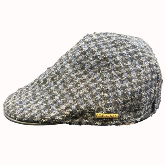 Stetson Harris Tweed Men's Black Wool Flat Cap/Hat Sz XL SKU 5285 - Picture 4 of 8